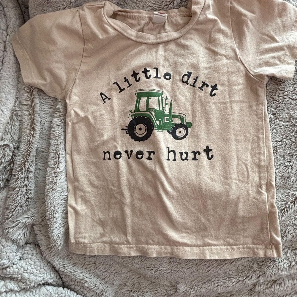 Kids Tan Tractor Graphic T-Shirt